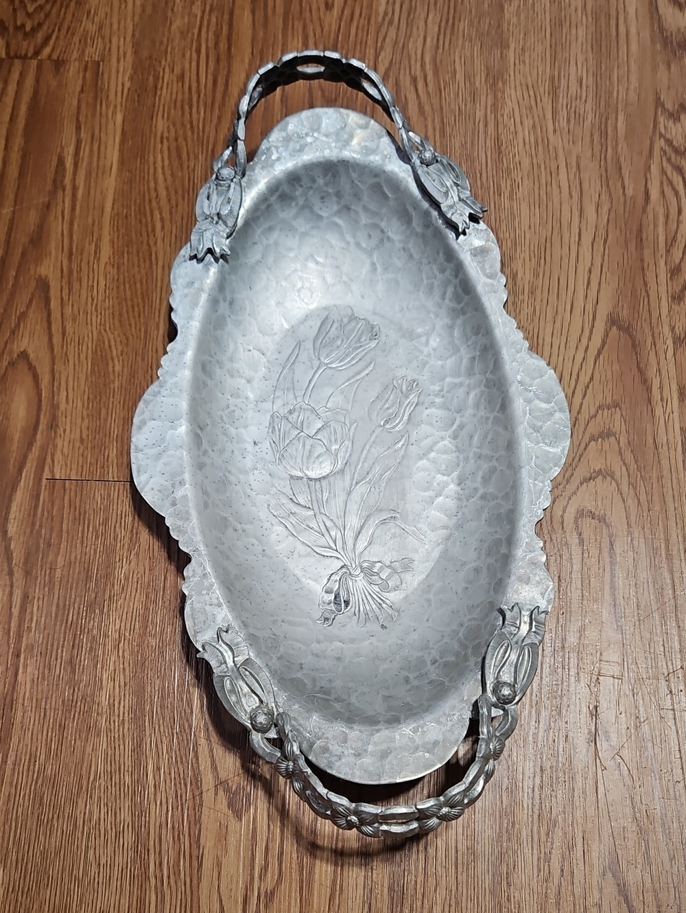 Vintage Rodney Kent Hammered Aluminum Decorative Tray